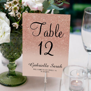 バラ金ゴールドグリッターグラデーションピンク甘い16テーブル テーブルナンバー