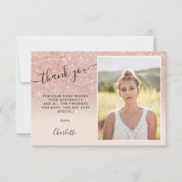 バラ金ゴールドグリッターグラデーションピンク3枚Sweet 16 サンキューカード