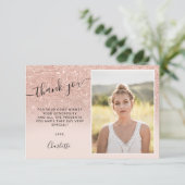 バラ金ゴールドグリッターグラデーションピンク3枚Sweet 16 サンキューカード (スタンド正面)