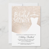 バラ金ゴールドグリッターグラデーションフォイルドレスブライダルシャワー 招待状 (正面)