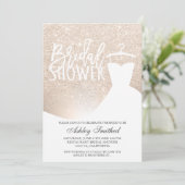 バラ金ゴールドグリッターグラデーションフォイルドレスブライダルシャワー 招待状 (スタンド正面)