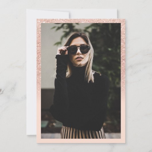 バラ金ゴールドグリッターグラデーションフォント赤面フォトスイート16 招待状 (裏面)