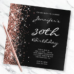 バラ金ゴールドグリッターグラデーションブラックフォイル30th誕生日 招待状<br><div class="desc">魅力的な30歳の誕生日のための独自のカスタマイズ可能な誕生日招待状を作成する。上に暗離れ色のグレーと黒のホイルグラデーショングラフィック。右側には、輝くデジタルアートフェイクグラフィックとバラ金ゴールドグリッターのバンドがある。豪華な輝きと輝きはすべて、印刷されたデジタルグラフィックスで作成される。高級ブラックとバラ金ゴールドの招待状は彼女の特別なイベントのために色を付けた。</div>