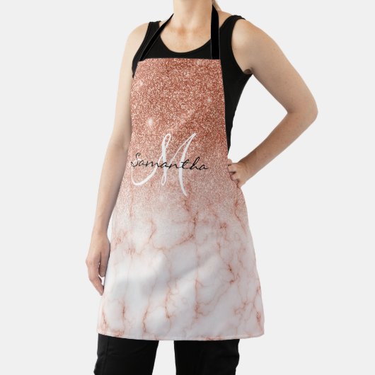 バラ金ゴールドグリッターグラデーションマーブルピパーソナライズされたンク エプロン (インサイチュ)