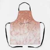 バラ金ゴールドグリッターグラデーションマーブルピパーソナライズされたンク エプロン (正面)