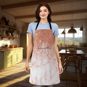 バラ金ゴールドグリッターグラデーションマーブルピパーソナライズされたンク エプロン