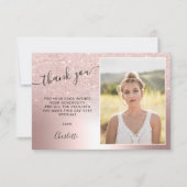 バラ金ゴールドグリッターグラデーションメタリック3枚Sweet 16 サンキューカード (正面)