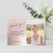 バラ金ゴールドグリッターグラデーションメタリック3枚Sweet 16 サンキューカード (スタンド正面)