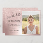 バラ金ゴールドグリッターグラデーションメタリック3枚Sweet 16 セーブザデート (正面/裏面)