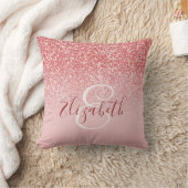 バラ金ゴールドグリッターグラデーションモノグラム クッション (ブランケット)