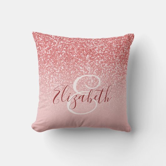 バラ金ゴールドグリッターグラデーションモノグラム クッション (正面)