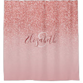 バラ金ゴールドグリッターグラデーションモノグラム シャワーカーテン (正面)