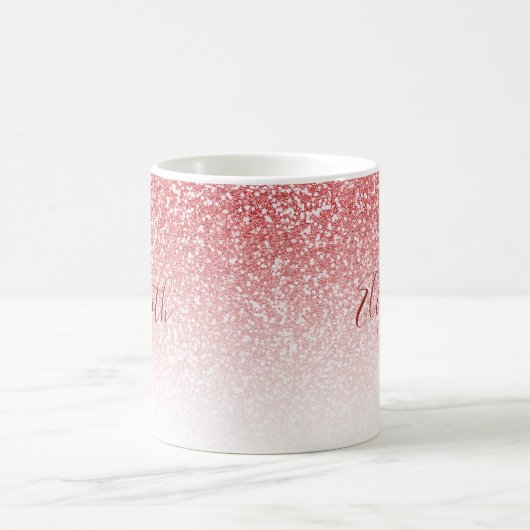 バラ金ゴールドグリッターグラデーションモノグラモダンム コーヒーマグカップ (中央)