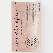 バラ金ゴールドグリッターグラデーションロゴ赤面ピンク開いています 横断幕 (縦)