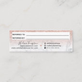 バラ金ゴールドグリッターグラデーション大理石シック紹介カード スキニー名刺 (裏面)