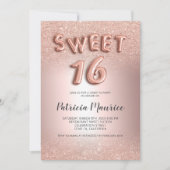 バラ金ゴールドグリッターグラデーション文字金属甘味16 招待状 (正面)