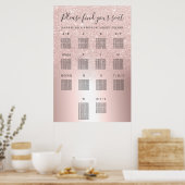 バラ金ゴールドグリッターグラデーション金属座席図 ポスター (キッチン)