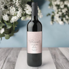 バラ金ゴールドグリッターグラデーション金属箔ウェルカム ワインラベル