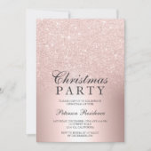バラ金ゴールドグリッターグラデーション金属箔クリスマス 招待状 (正面)