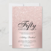 バラ金ゴールドグリッターグラデーション金属50素晴らしい 招待状 (正面)