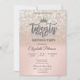 バラ金ゴールドグリッターグラデーション《写真》ぼけ味、ティアラ21誕生日 招待状
