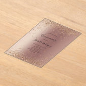 バラ金ゴールドグリッターグラムきらきら光るキンセアニェラ誕生日 アクリル招待状 (レイダウン)