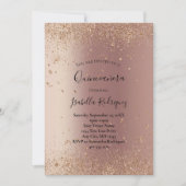 バラ金ゴールドグリッターグラムきらきら光るキンセアニェラ誕生日 招待状 (正面)