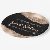 バラ金ゴールドグリッターグラムエッジ&ダイアモンズスウィート16 ペーパープレート (アングル)