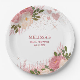 バラ金ゴールドグリッターグラムカスタム ペーパープレート