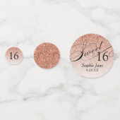 バラ金ゴールドグリッターグラムパーソナライズされたスウィート16 コンフェッティ (裏面)