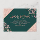 バラ金ゴールドグリッターグリーンスクリプト夕べ披露宴 エンクロージャーカード (正面)