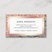 バラ金ゴールドグリッターグレイ大理石メイクアップアーティスト 名刺 (裏面)