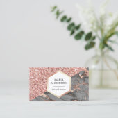 バラ金ゴールドグリッターグレイ大理石メイクアップアーティスト 名刺 (スタンド正面)