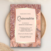 バラ金ゴールドグリッターコーラルピンクマーブルキンセアニェラ 招待状