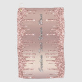 バラ金ゴールドグリッターゴルフタオルカスタム文字名 ゴルフタオル (正面)