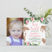 バラ金ゴールドグリッターサファリフォトツーワイルド誕生日 招待状 (スタンド正面)