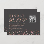 バラ金ゴールドグリッターサプライズバースデーパーティーRsvpカード サンキューカード (正面/裏面)