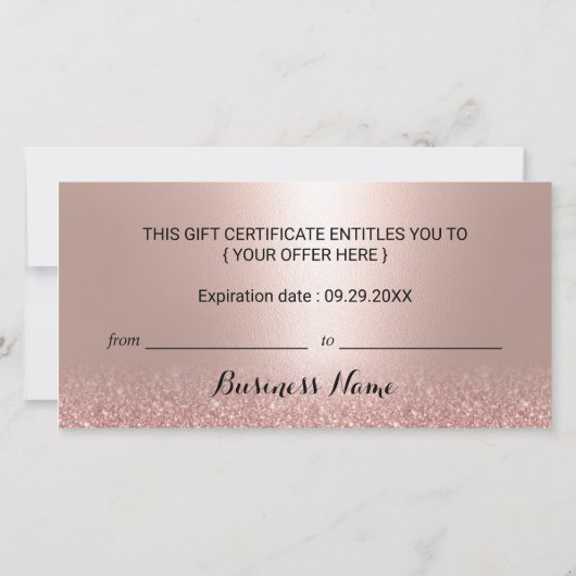 バラ金ゴールドグリッターサロンとスパギフト券 (裏面)