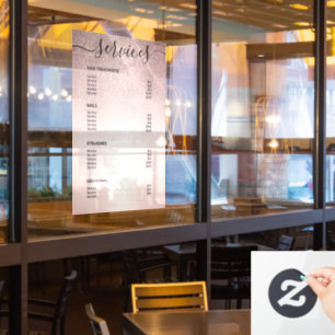 バラ金ゴールドグリッターサロン価格表サービス・メニュー ウィンドウサイン