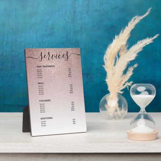 バラ金ゴールドグリッターサロン価格表サービス・メニュー フォトプラーク (側面)