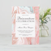 バラ金ゴールドグリッターサンゴピンクマーブルキンセアニェラ 招待状 (スタンド正面)