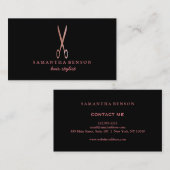 バラ金ゴールドグリッターシザー美しいサロン 名刺 (正面/裏面)