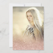 バラ金ゴールドグリッターシックなスクリプトブラックSweet 16写真 招待状 (裏面)