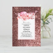 バラ金ゴールドグリッターシックヴィンテージ婚約パーティ 招待状 (スタンド正面)