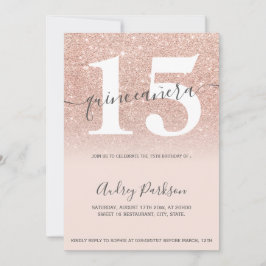 バラ金ゴールドグリッターシック赤面ピンクキンセアニェラ 招待状