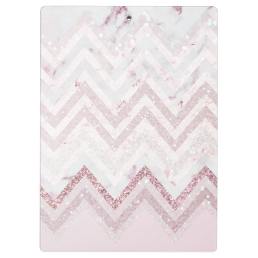 バラ金ゴールドグリッターシボロンピンク大理石モノグラム クリップボード (裏面)