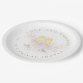 バラ金ゴールドグリッターシャンパンフルテスブライダルシャワー ペーパープレート (アングル)