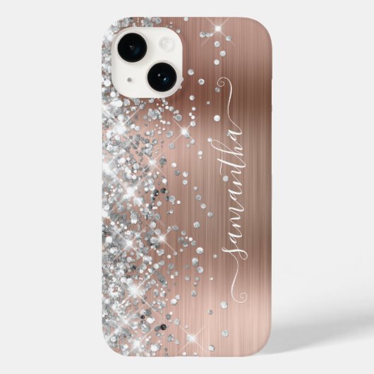 バラ金ゴールドグリッターシルバーグラムシグネチガーリーャ Case-Mate iPhoneケース (裏面)