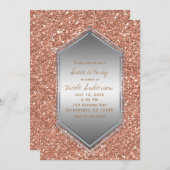 バラ金ゴールドグリッターシルバーバースデーパーティエイイベント 招待状 (正面/裏面)