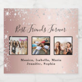 バラ金ゴールドグリッターシルバー最高のフレンズ写真 スパークリングワインラベル (シングルラベル)